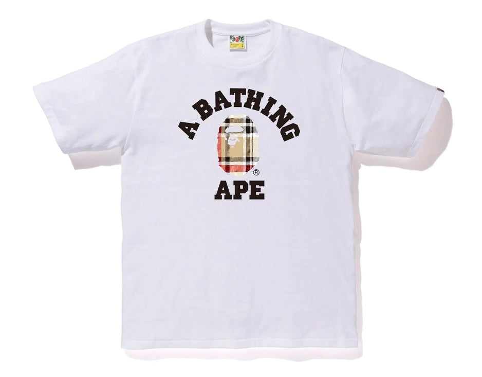 Bape Check College Tee (White)