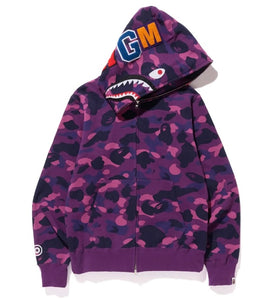 Bape Color Camo Shark Full Zip Hoodie (Purple)