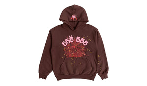 Sp5der Angel Number Hoodie Brown